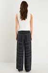 Clever Black Ivory Lines Drawcord Wide Leg Pants
