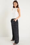 Clever Black Ivory Lines Drawcord Wide Leg Pants