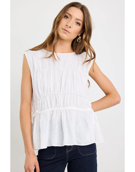 Context Ivory Linen Relaxed Sleeveless Top