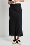 Summit Black Linen Blend Tie Waist Bias Maxi Skirt