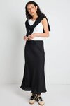 Summit Black Linen Blend Tie Waist Bias Maxi Skirt