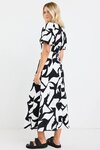Stage Black Ivory Cut Out Print Puff Sleeve Floaty Maxi Dress