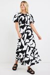 Stage Black Ivory Cut Out Print Puff Sleeve Floaty Maxi Dress