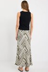 Departure Khaki Maze Print Tie Waist Bias Maxi Skirt