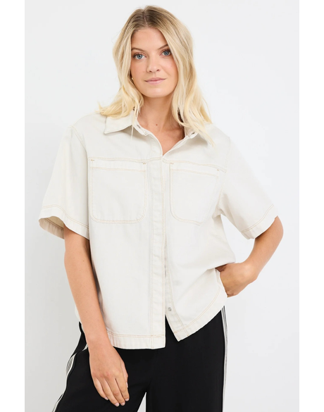 Crucial Ecru Denim Short Sleeve Shacket