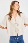 Fasten Natural Linen Tie Front Shirt