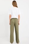 Vibe Khaki Linen Blend Jacquard Stripe Wide Leg Pants