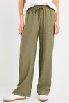 Vibe Khaki Linen Blend Jacquard Stripe Wide Leg Pants