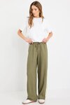 Vibe Khaki Linen Blend Jacquard Stripe Wide Leg Pants