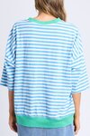 Mazie Stripe Ringer Sweat (Azure and White Stripe)