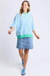Mazie Stripe Ringer Sweat (Azure and White Stripe)
