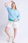 Mazie Stripe Ringer Sweat (Azure and White Stripe)