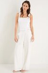 Guardian White Linen Viscose Pleat Front Wide Leg Pant