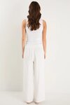 Guardian White Linen Viscose Pleat Front Wide Leg Pant