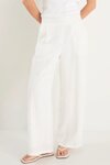 Guardian White Linen Viscose Pleat Front Wide Leg Pant