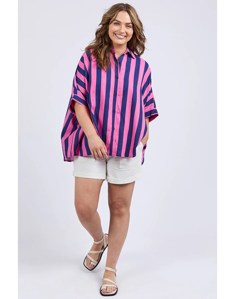 Palermo Stripe Shirt (Printed Stripe Blue and Pink)