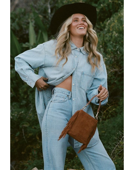 Coco Mini Bag (Tan Suede and Fringe)