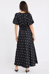Stage Black Polka Dot Puff Sleeve Floaty Maxi Dress