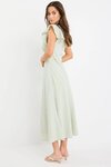 Ovation Sage Gingham Flutter SS Keyhole Tie Midi Dress