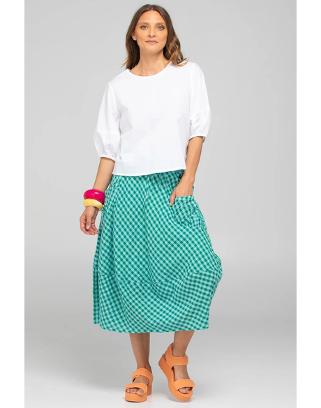 Guru Skirt (Green Seersucker)