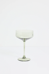Olive Green Ribbed Set 2 Coupe Cocktail Glasses
