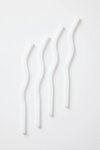 Opaque White Curvy Reuseable Pk 4 Glass Drinking Straws