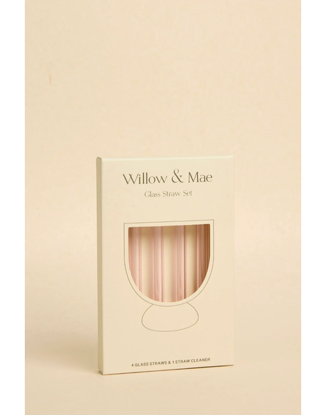 Pink Cocktail Short Reuseable Pk 4 Glass Drinking Straws