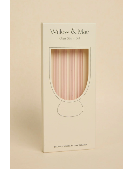Pink Straight Reuseable Pk 4 Glass Drinking Straws