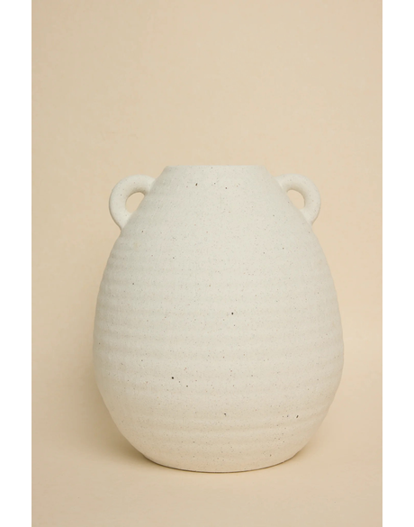 Double Handle White Textured 24cm Large Urn