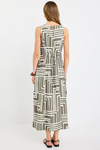 Future Khaki Maze Print Sleeveless Midi Dress