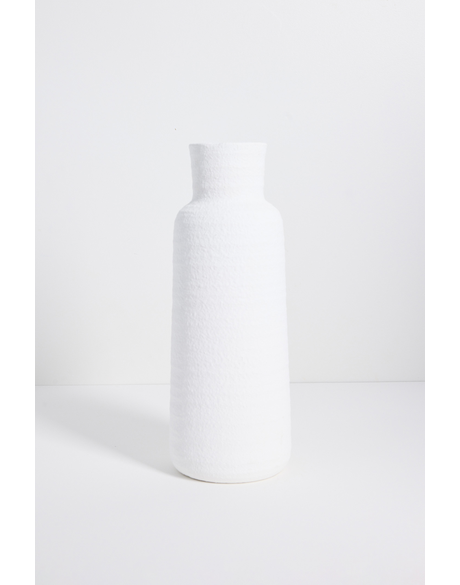 Matte White Textured 33cm Vase