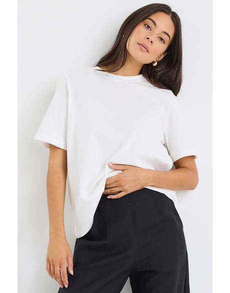 Street Ivory Crew Neck Short Sleeved Boxy Tee