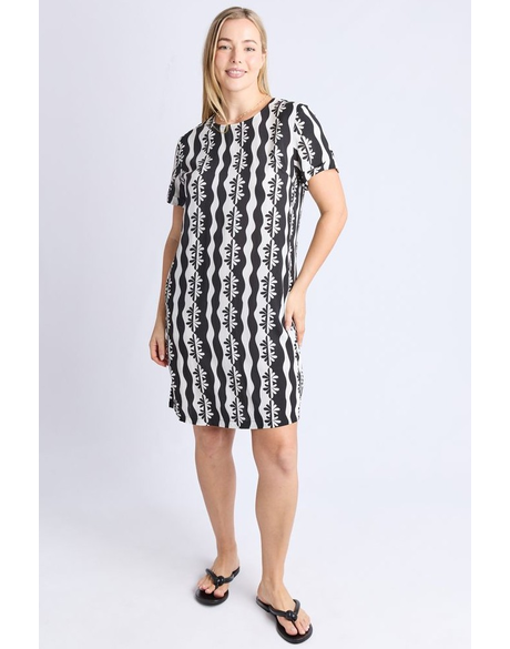 Casa Shift Dress (Black/Marshmallow Casa Print)
