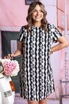 Casa Shift Dress (Black/Marshmallow Casa Print)