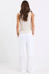 Wellness White Linen Pull On Wide Leg Pants