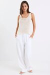 Wellness White Linen Pull On Wide Leg Pants