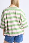 Mazie Block Stripe Sweat (Forest Green and Pink Lady Stripe)
