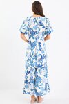 Stage Blue Floral Puff Sleeve Floaty Maxi Dress
