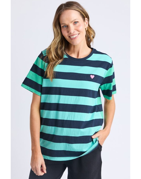 Eden Stripe Short Sleeve Tee (Blue and Green Stripe)