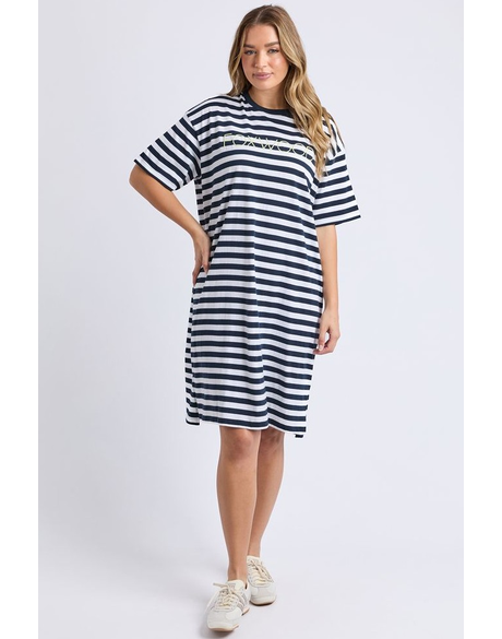 Simplified Stripe Tee Dress (Navy and White Stripe)