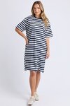 Simplified Stripe Tee Dress (Navy and White Stripe)