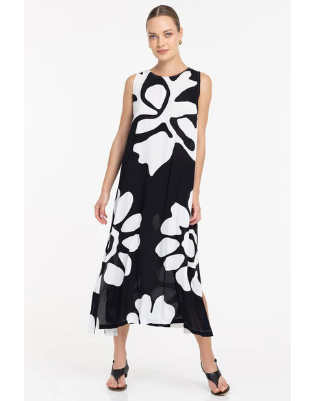 Finally Here Dress (Black/White Flower Print)