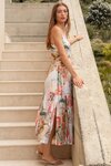 Relax Tuscan Sunset Strappy Tiered Midi Dress