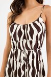 Relax Chocolate Geo Strappy Tiered Midi Dress 