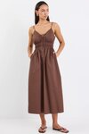 Cast Chocolate Cotton Strappy Midi Dress