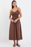 Cast Chocolate Cotton Strappy Midi Dress