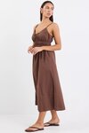 Cast Chocolate Cotton Strappy Midi Dress