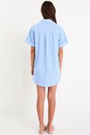 Mykonos Blue Stripe Short Sleeves Mini Shirt Dress