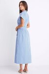 Camden Bright Blue Stripe Short Sleeve Pleated Midi Shirt Dress