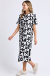 Splice Dress (Black and White Yardage Print)
